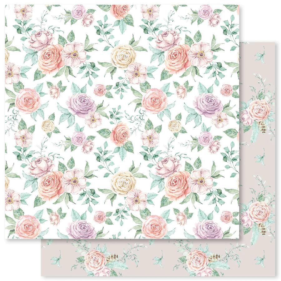 Prima Marketing - 12"x12" D/S Paper - Misty Rose - Flowers For Her