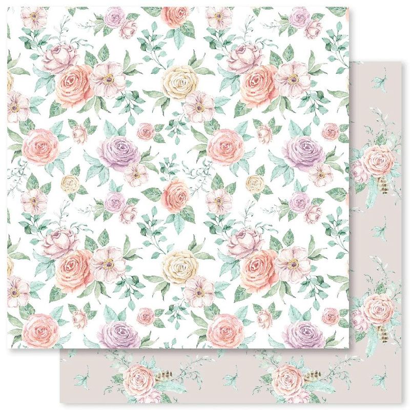 Prima Marketing - 12"x12" D/S Paper - Misty Rose - Flowers For Her