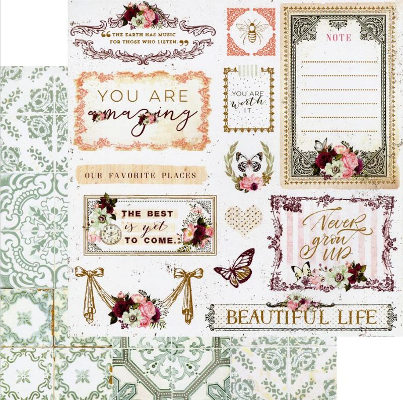 Prima Marketing - 12"x12" D/S Paper - Pretty Mosaic - Beautiful Life