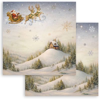 Stamperia - Silent Night - 12"x12" D/S Paper - Santa Clause Sleigh