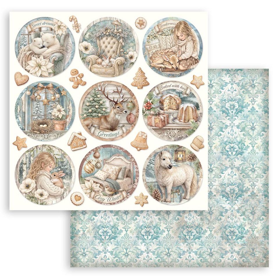 Stamperia - White Christmas - 12"x12" D/S Paper - Rounds