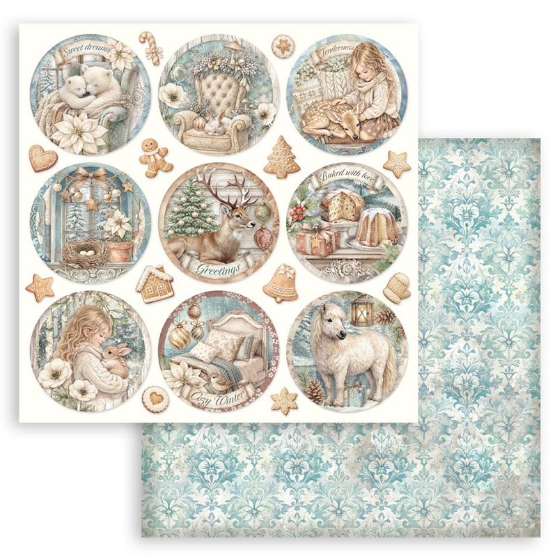 Stamperia - White Christmas - 12"x12" D/S Paper - Rounds