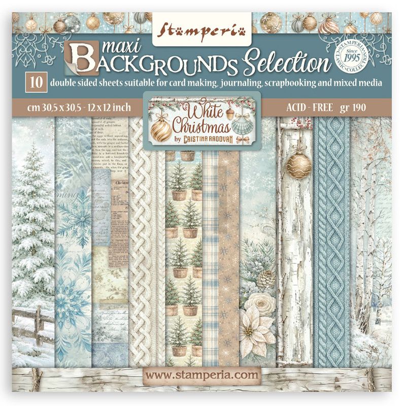 Stamperia - White Christmas - 12"x12" D/S Background Paper Pad