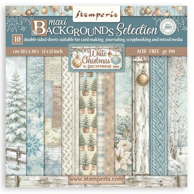 Stamperia - White Christmas - 12"x12" D/S Background Paper Pad