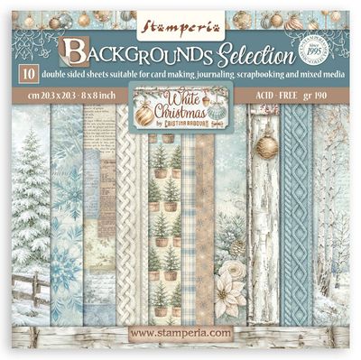 Stamperia - White Christmas - 8"x8" D/S Background Paper Pad