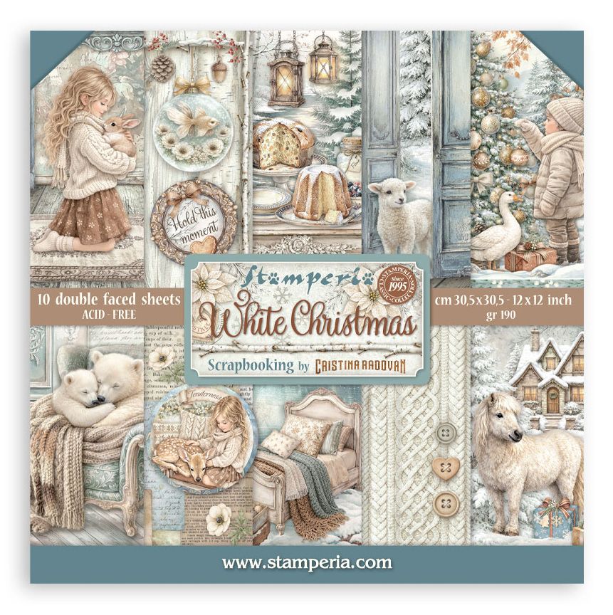 Stamperia - White Christmas - 12 Stamperia - White Christmas - 12"x12" Double-sided Paper Pad