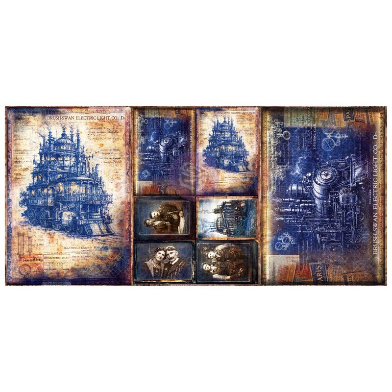 Prima Marketing - Finnabair - A3 Decoupage Fiber Sheet Set - 11.7"x16.5" - Steambound Visions