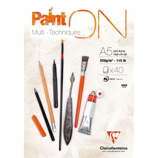 Clairfontaine - Paint'ON Multimedia Pad - 250gsm - White - A5