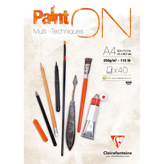 Clairfontaine - Paint'ON Multimedia Pad - 250gsm - White - A4