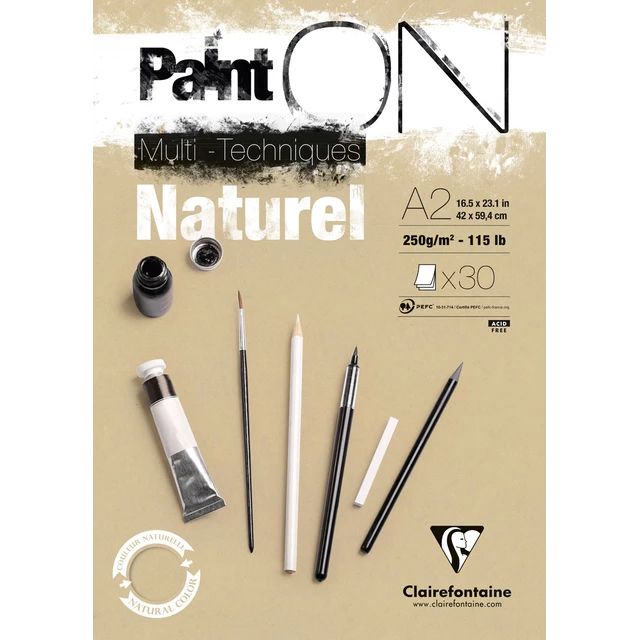 Clairfontaine - Paint'ON Multimedia Pad - 250gsm - Natural - A2