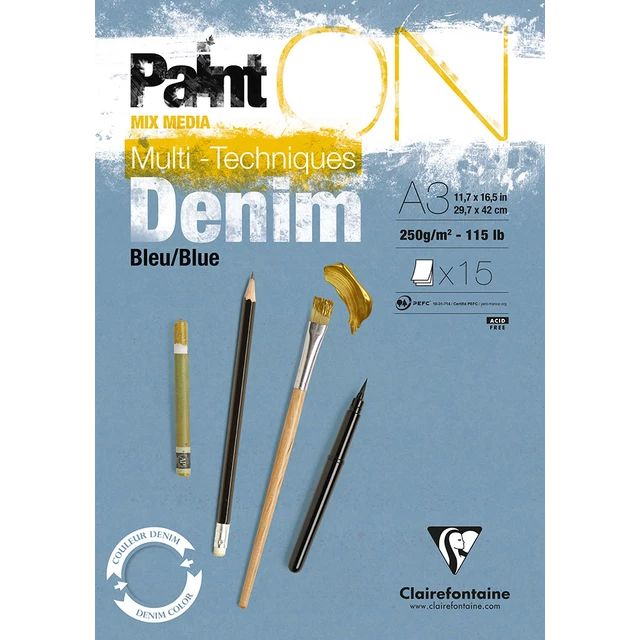 Clairfontaine - Paint'ON Multi Media Pad - 250gsm - Denim - A3