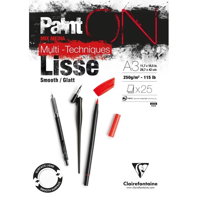 Clairfontaine - Paint'ON Multimedia Pad - 250gsm - Lisse/Smooth - A3