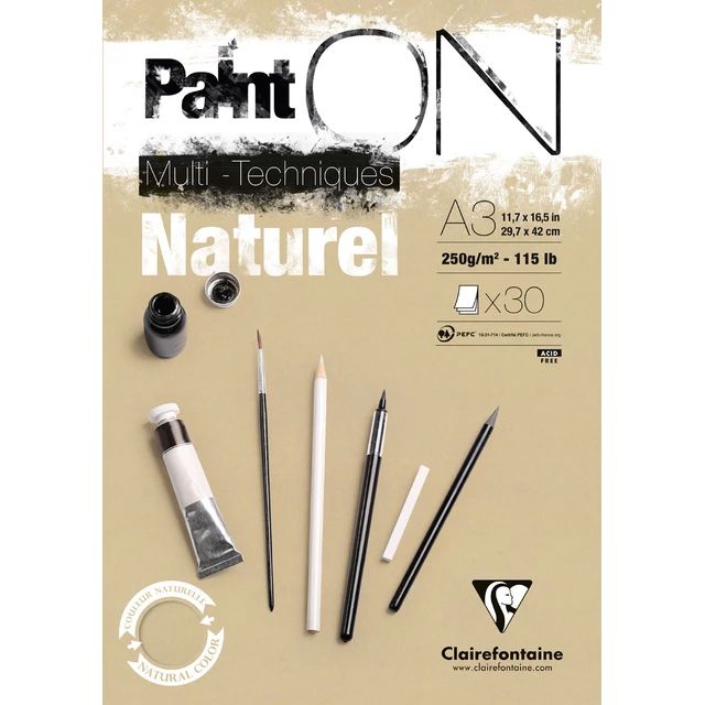 Clairfontaine - Paint'ON Multimedia Pad - 250gsm - Natural - A3