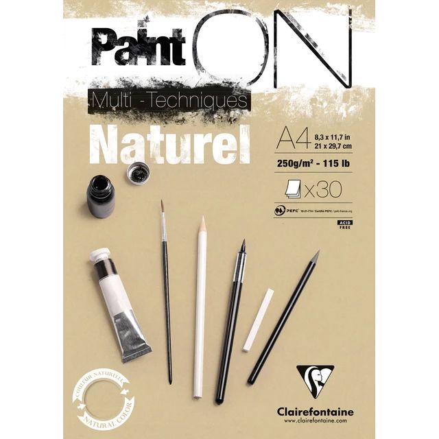 Clairfontaine - Paint'ON Multimedia Pad - 250gsm - Natural - A4