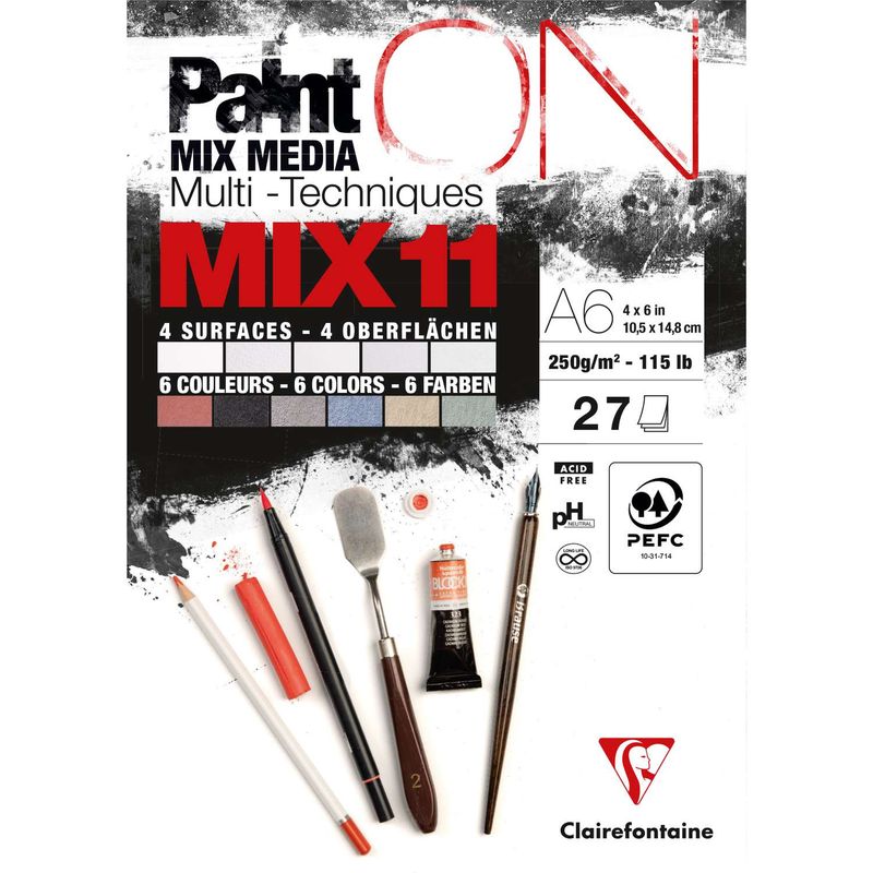 Clairfontaine - Paint'ON Multi Media Pad - 250gsm -  Mix 11 - A6