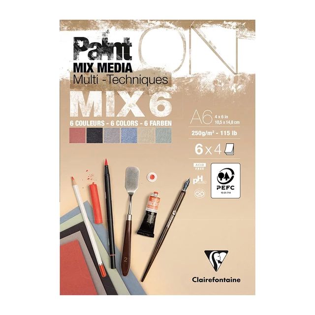 Clairfontaine - Paint'ON Multi Media Pad - 250gsm -  Mix 6 - A6