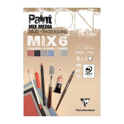 Clairfontaine - Paint'ON Multi Media Pad - 250gsm - Mix 6 - A6 Clairfontaine - Paint'ON Multi Media Pad - 250gsm - Mix 6 - A6