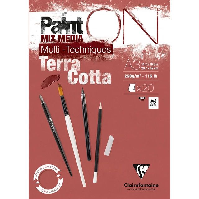 Clairfontaine - Paint'ON Multimedia Pad - 250gsm - Terracotta - A3