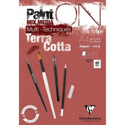 Clairfontaine - Paint'ON Multimedia Pad - 250gsm - Terracotta - A4 Clairfontaine - Paint'ON Multimedia Pad - 250gsm - Terracotta - A4