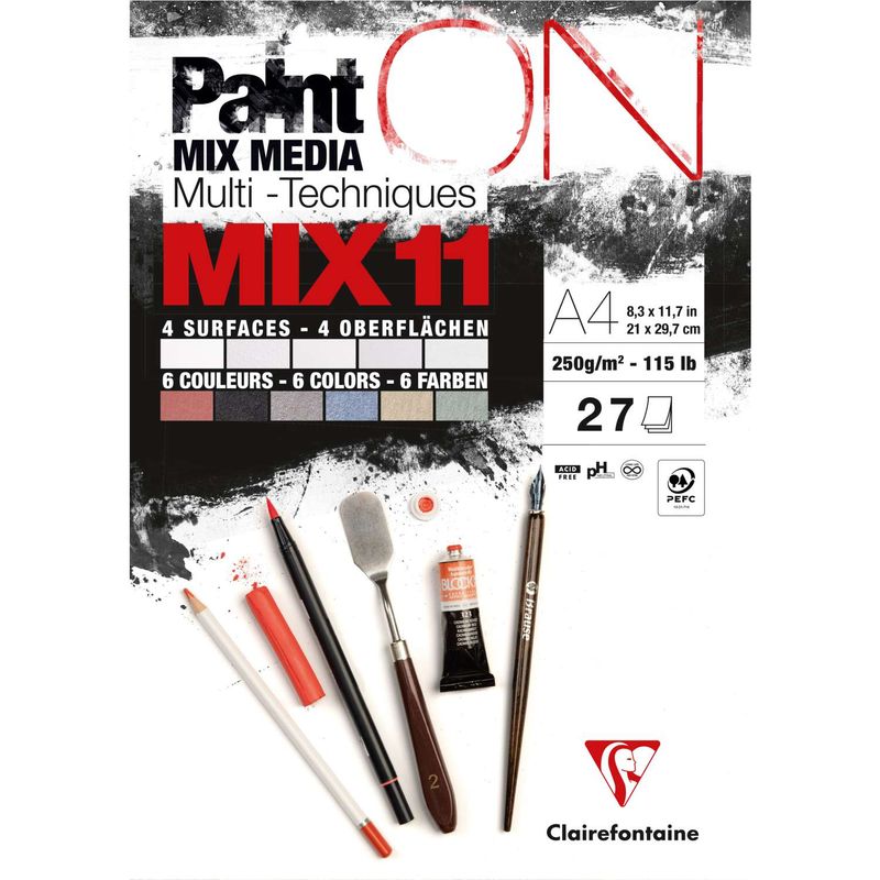 Clairfontaine - Paint'ON Multi Media Pad - 250gsm -  Mix 11 - A4
