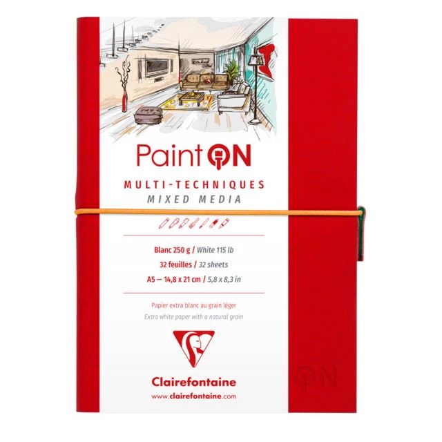 Clairfontaine - Paint'ON Multimedia Books - A5 - Red - White Paper