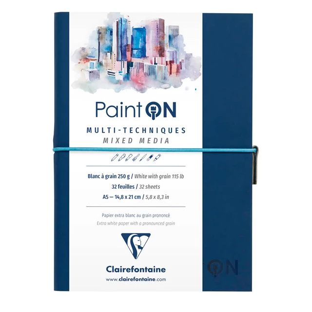 Clairfontaine - Paint'ON Multimedia Books - A5 - Navy - White Grained Paper Clairfontaine - Paint'ON Multimedia Books - A5 - Navy - White Grained Paper