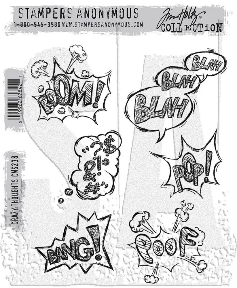 Stampers Anonymous - Tim Holtz - Cling Mount Stamp - Crazy Thoughts