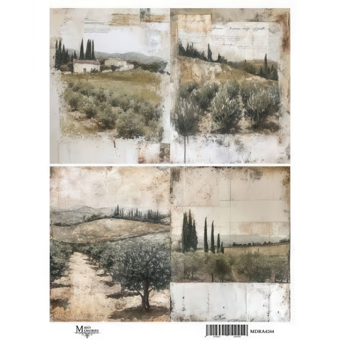 Maja's Memories - 22.5x32cm Rice Paper - Landscape with Olives