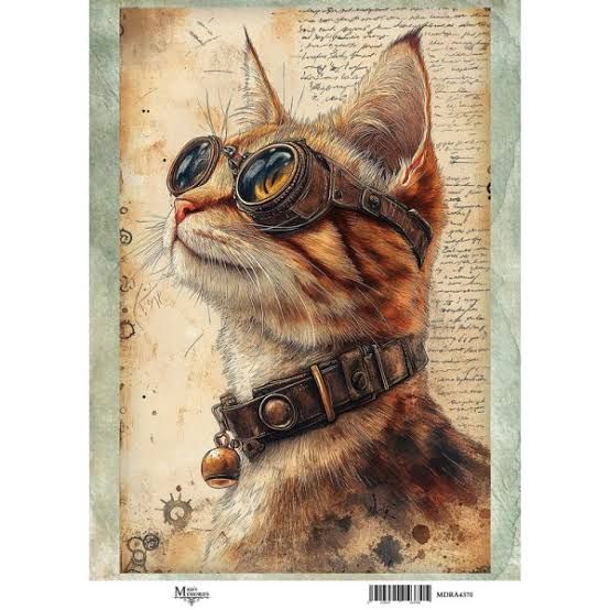 Maja's Memories - 22.5x32cm Rice Paper - Steampunk Cat