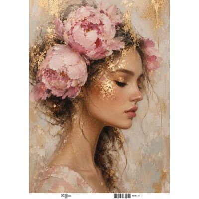 Maja's Memories - 30x42cm Rice Paper - Portrait with Pink Peonies