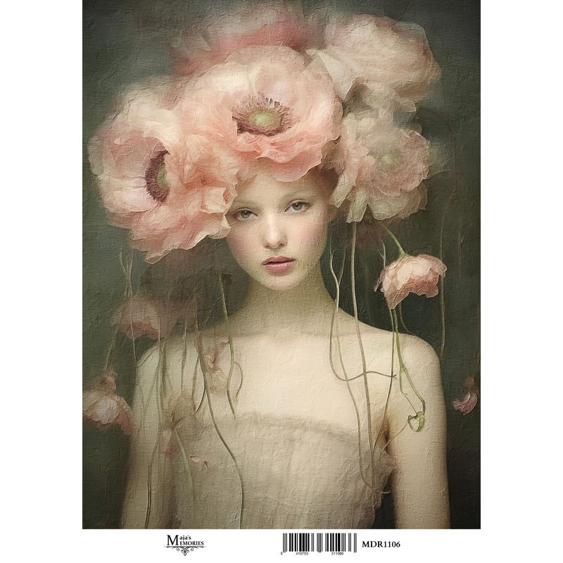 Maja's Memories - 30x42cm Rice Paper - Portrait with Flowers