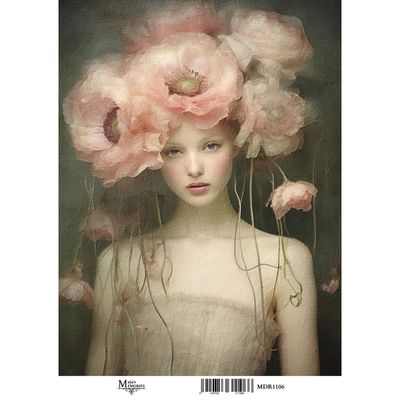 Maja's Memories - 30x42cm Rice Paper - Portrait with Flowers