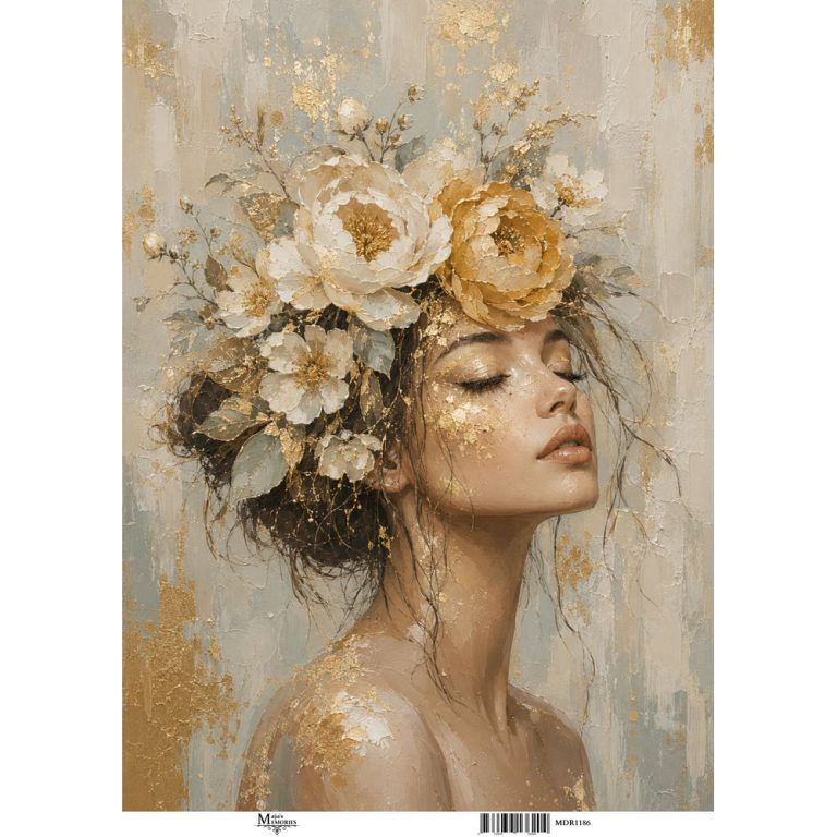 Maja's Memories - 30x42cm Rice Paper - Portrait with Beige Flowers