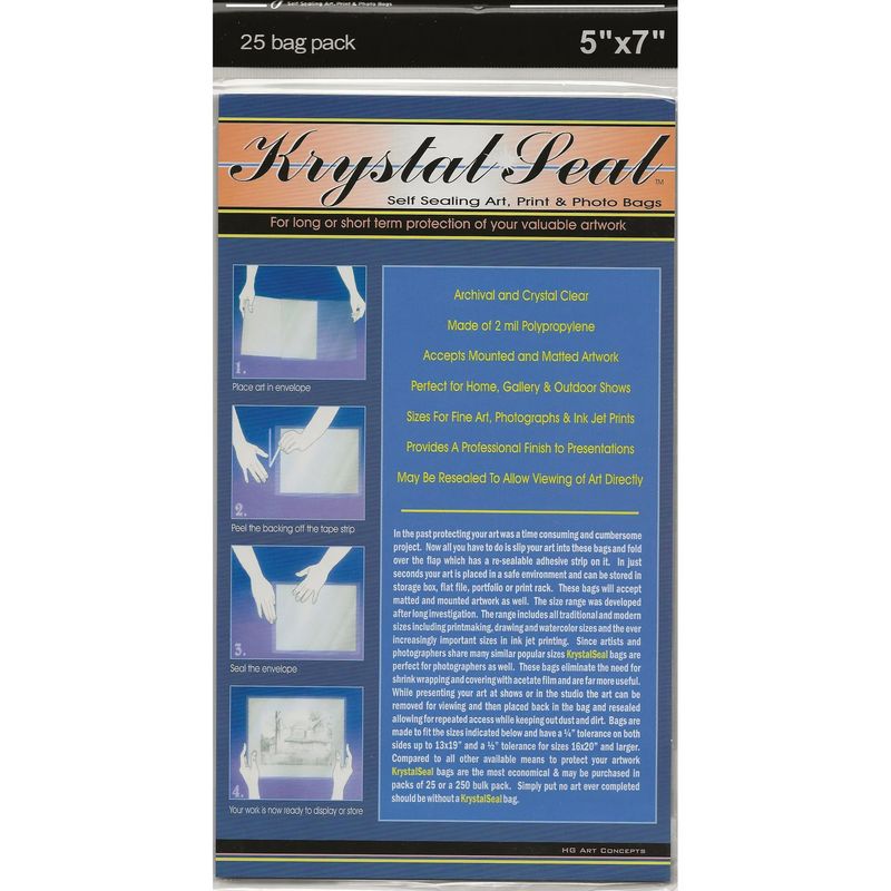 Krystal Seal - Self Sealing Art Bags - 5" x 7"