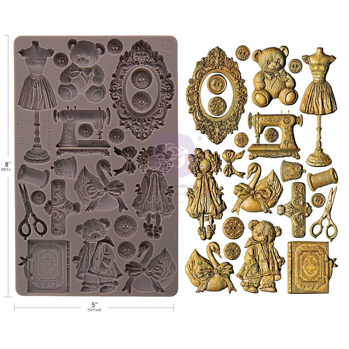 Prima Marketing - 5"x8" Silicone Moulds - Buttons & Keepsakes