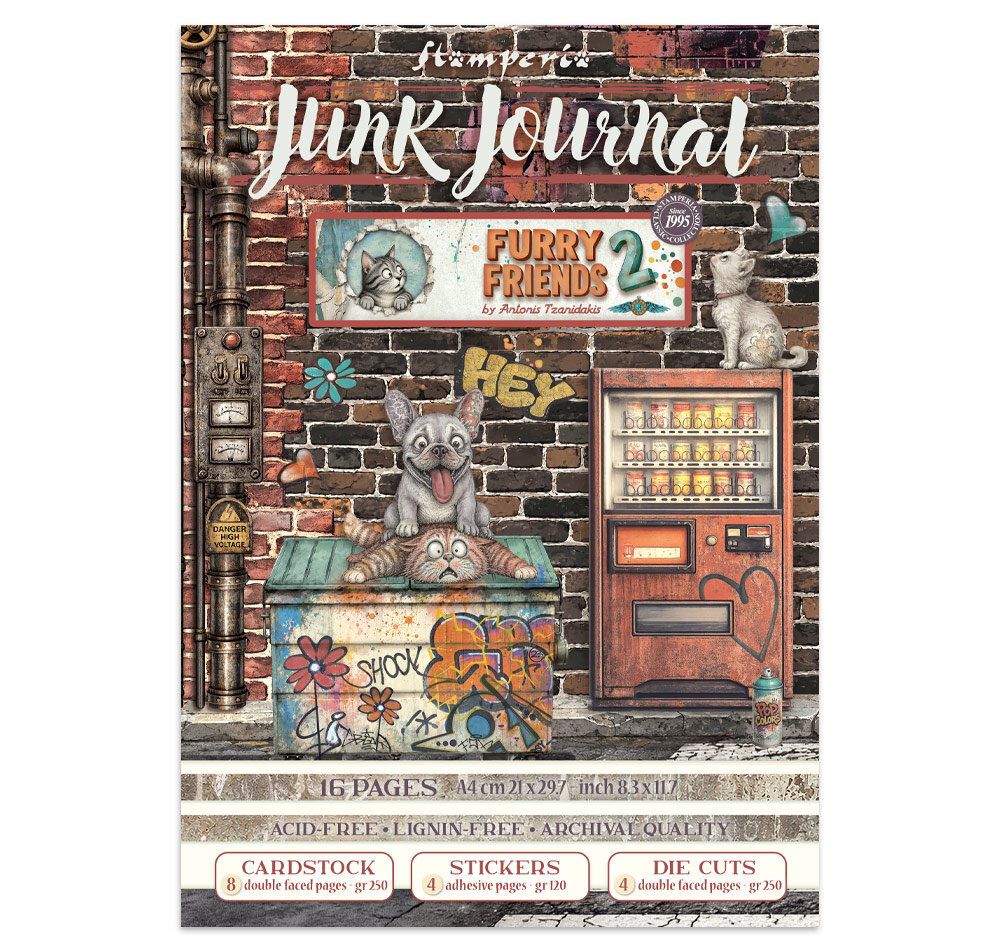 Stamperia - Furry Friends 2 - Junk Journal Stickers, Cut-Outs and Backgrounds