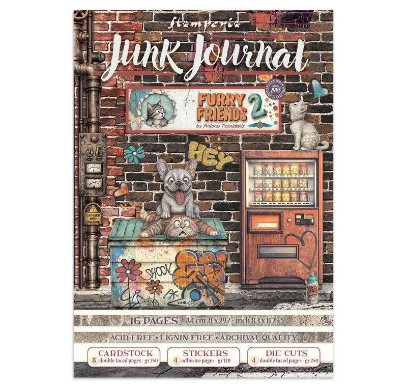 Stamperia - Furry Friends 2 - Junk Journal Stickers, Cut-Outs and Backgrounds