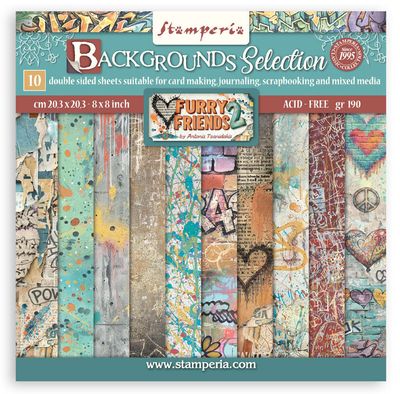 Stamperia - Furry Friends 2 - 8"x8" D/S Background Paper Pad