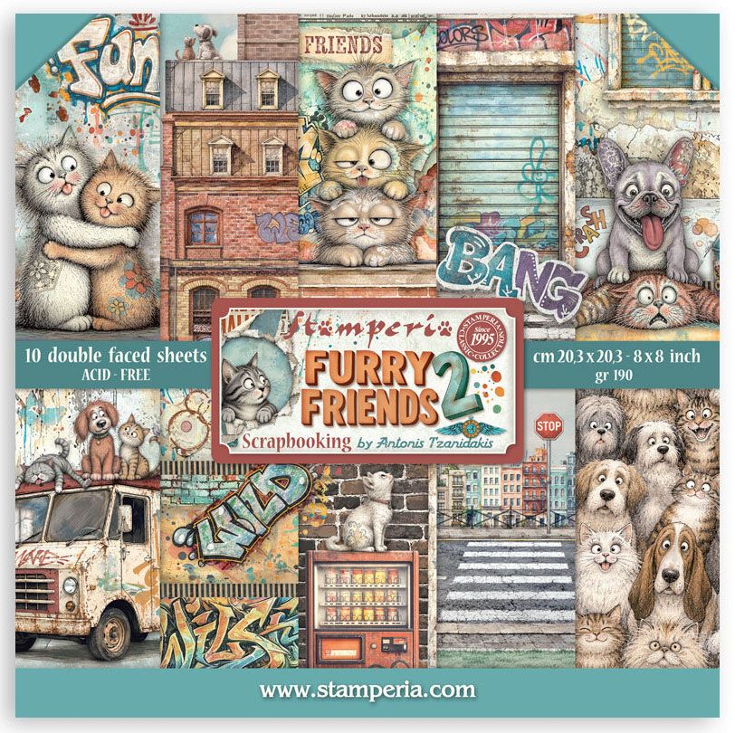 Stamperia - Furry Friends 2 - 8 Stamperia - Furry Friends 2 - 8"x8" D/S Paper Pad
