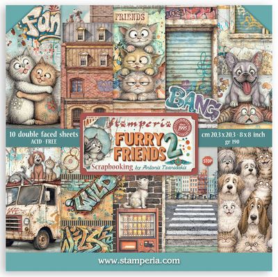 Stamperia - Furry Friends 2 - 8 Stamperia - Furry Friends 2 - 8"x8" D/S Paper Pad