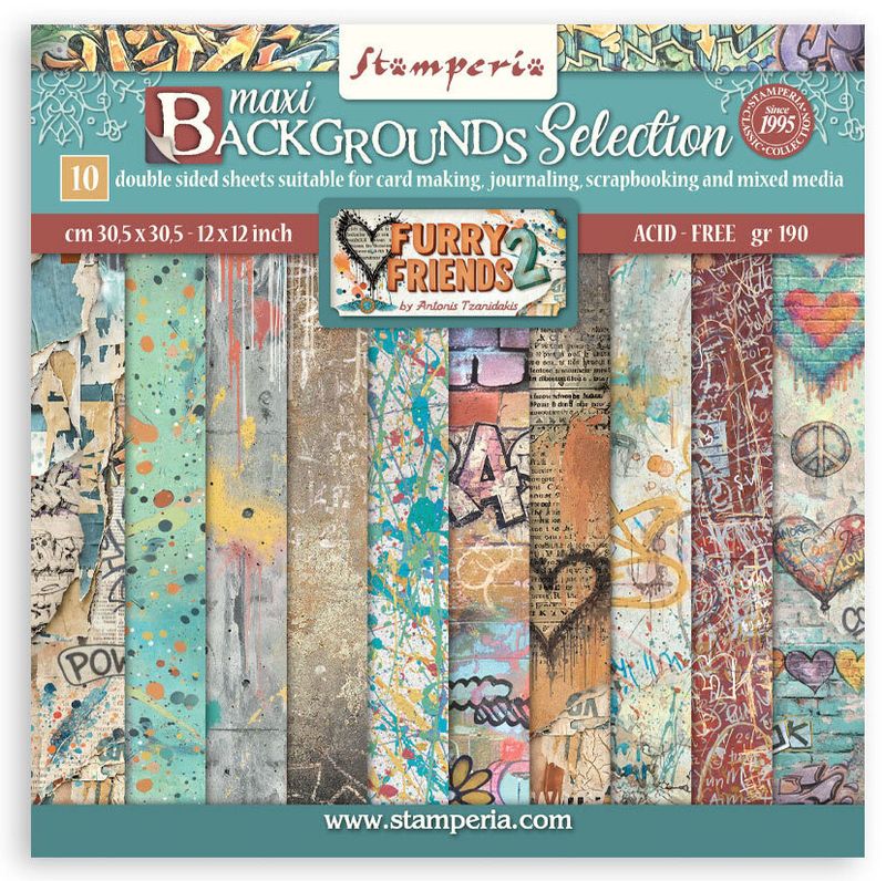 Stamperia - Furry Friends 2 - 12"x12"" D/S Background Paper Pad