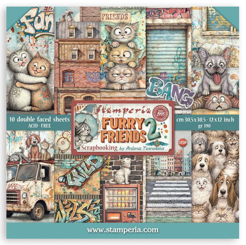 Stamperia - Furry Friends 2 - 12"x12" D/S Paper Pad