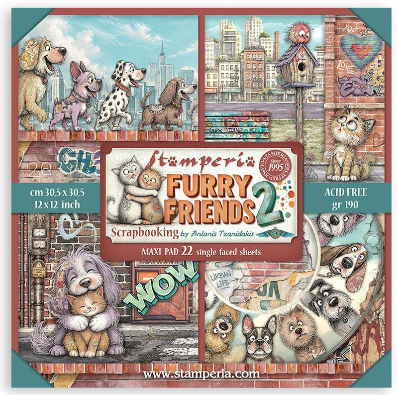 Stamperia - Furry Friends 2 - 12"x12" Single-sided Paper Pad