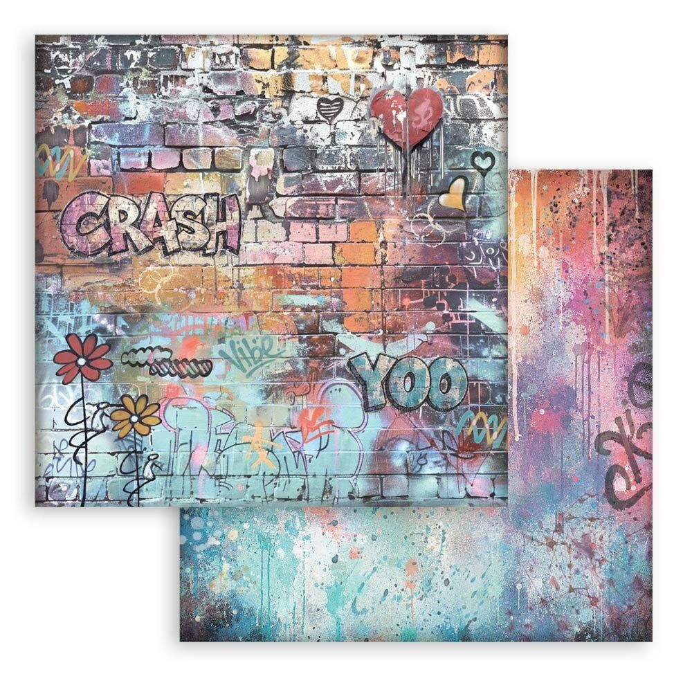 Stamperia - Furry Friends 2 - 12"x12" D/S Paper - Grafitti Flowers