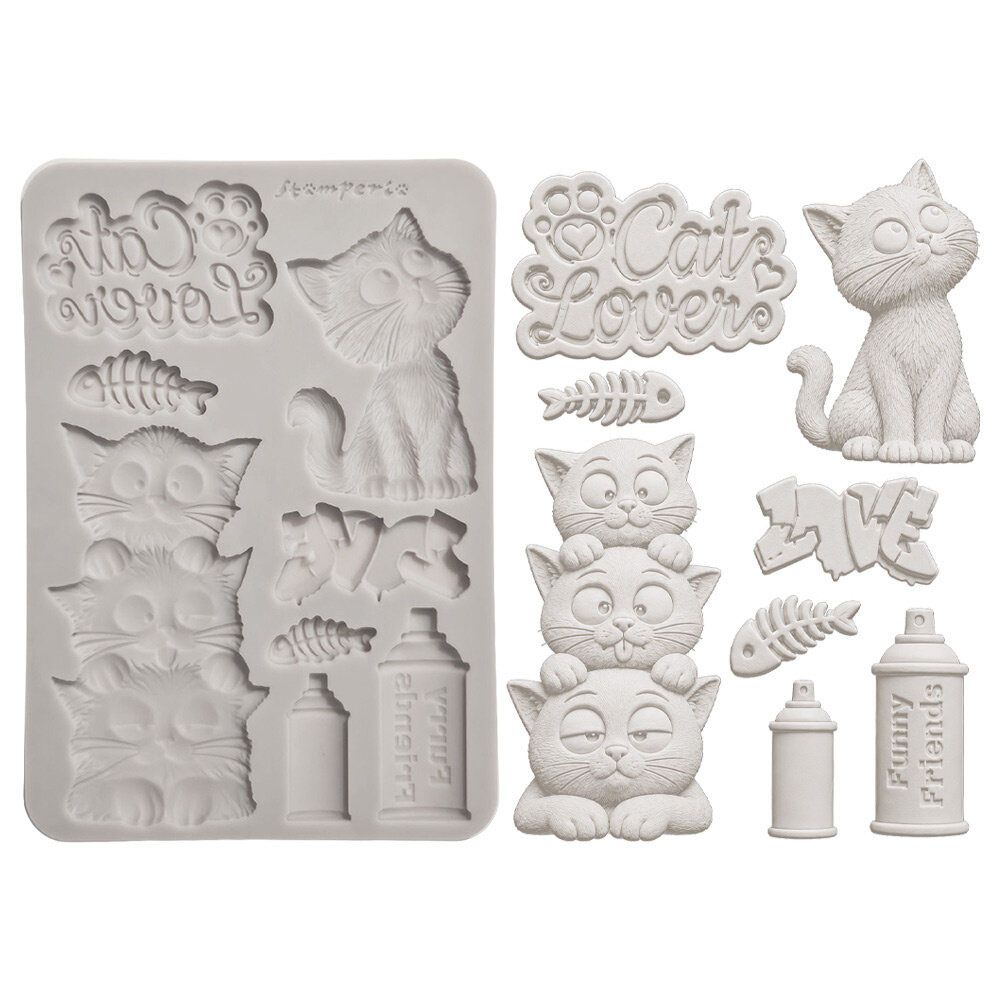 Stamperia - Furry Friends 2 - A5 Silicone Mould - Cats Stamperia - Furry Friends 2 - A5 Silicone Mould - Cats