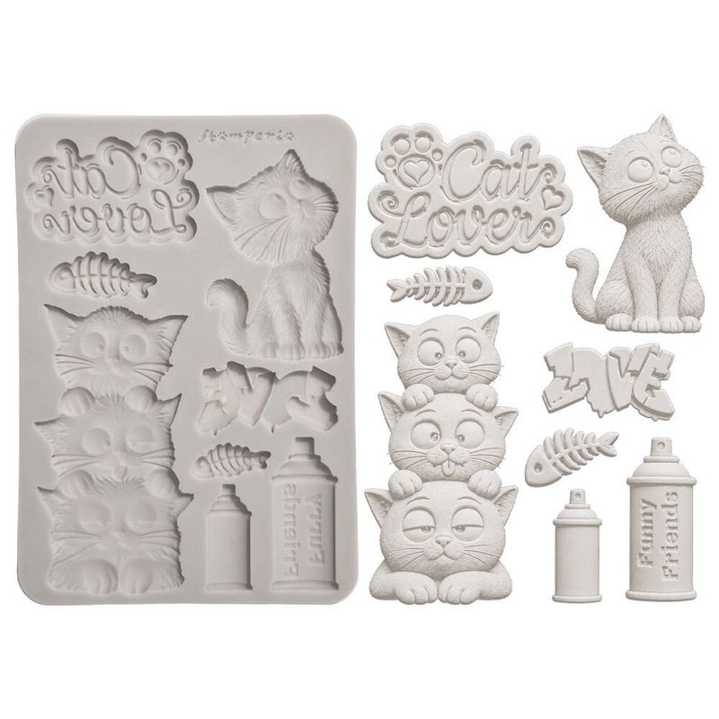 Stamperia - Furry Friends 2 - A5 Silicone Mould - Cats
