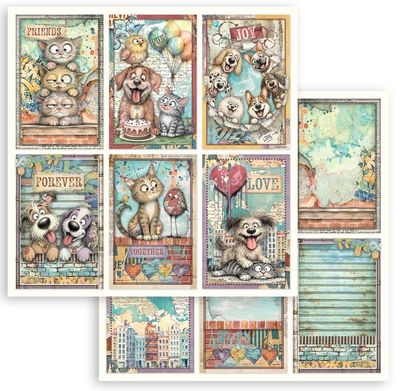 Stamperia - Furry Friends 2 - 12"x12" D/S Paper - 6 Cards