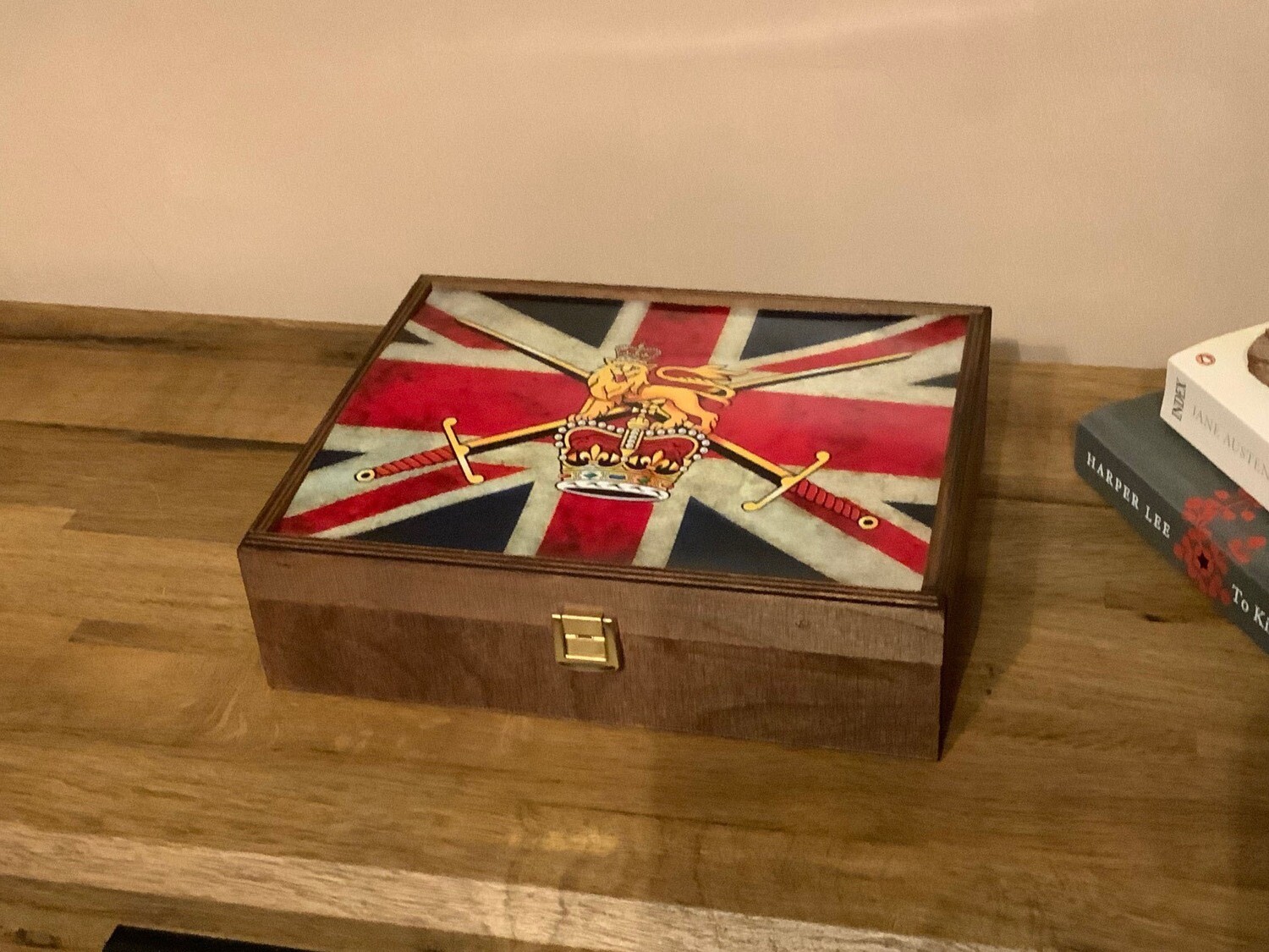 Personalised British Army Medals Box with ceramic top.
