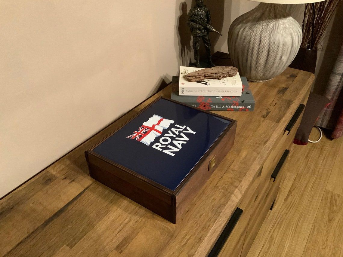 Royal Navy Premium Medals and keepsake Box. stunning medals box has been crafted with a beautiful Ceramic Top, makes the perfect Gift!