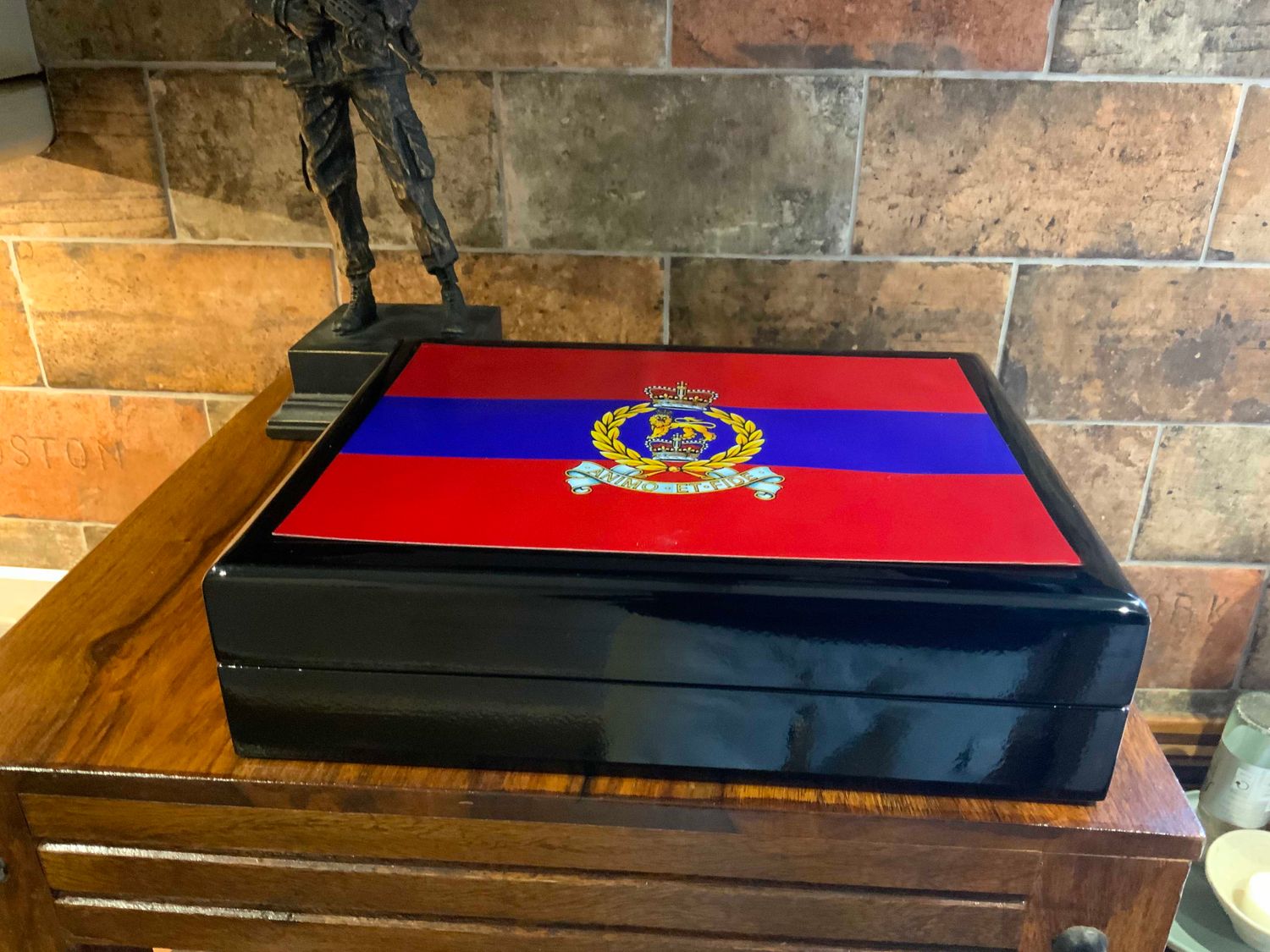 Adjutant General's Corps Premium Military Medals Box, Beautiful wood and Ceramic box, Great Gift box.